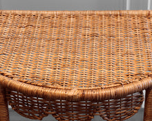 Pair of Rattan Demi Lune Accent Tables