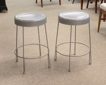 Pair of Silver Finish Metal Counter Stools