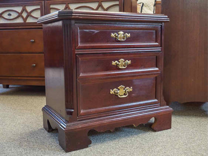 Pair of Bassett Cherry Nightstands with 2 Drawers