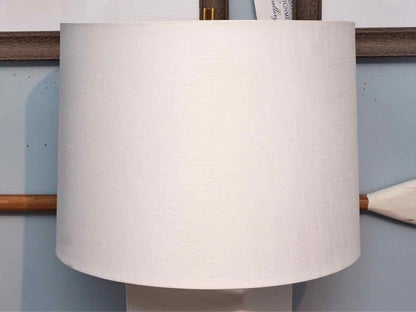 Caspian Ceramic Off White Table Lamp With Brass Accents & Shade