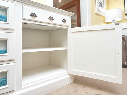 White Finish 5 Drawer 2 Door  Sideboard