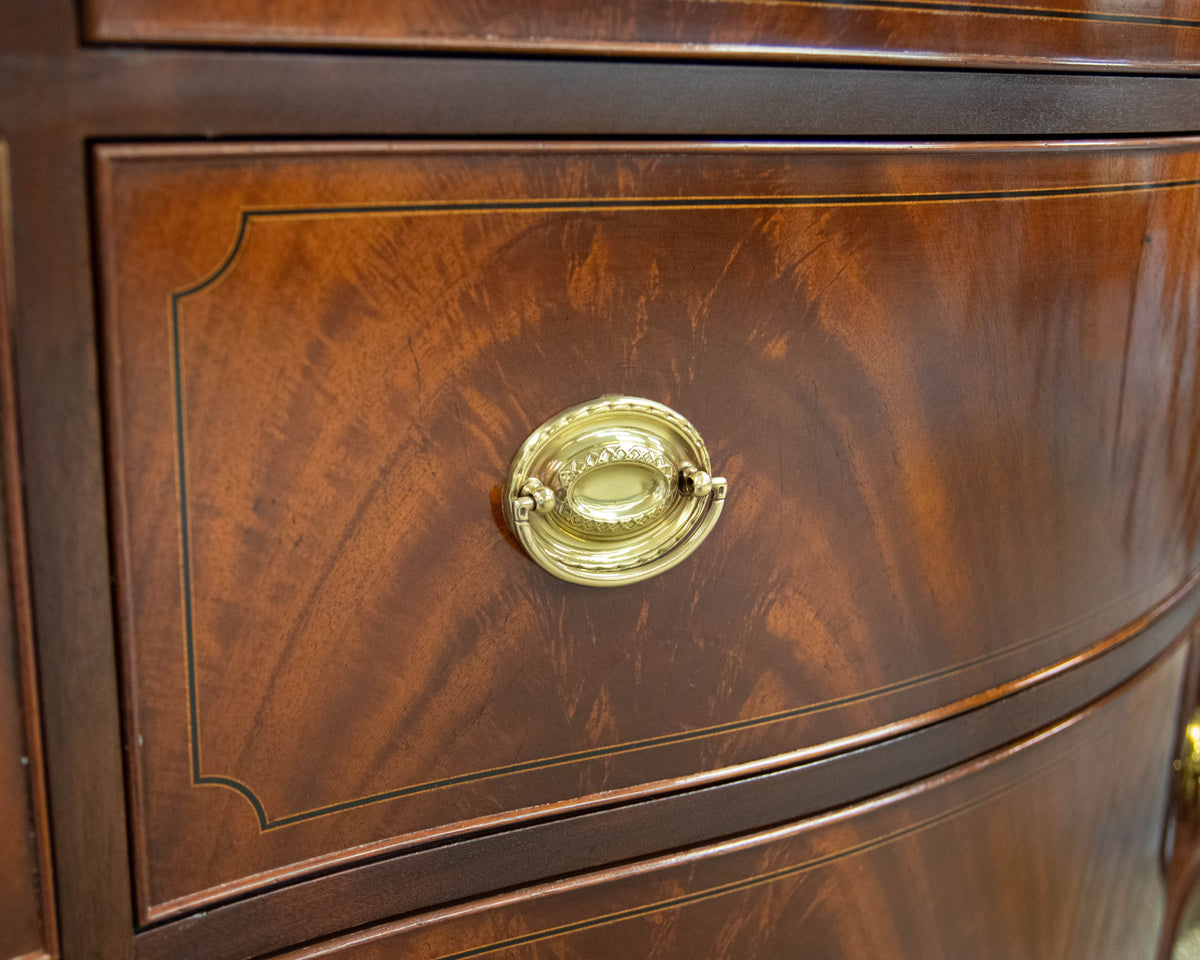 Baker "Historic Charleston" Mahogany Serpentine Bow Front Dresser W/Hepple Pulls