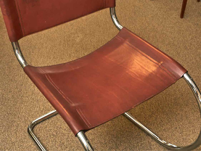 Marcel Breuer Style Vintage Leather Chrome  Chair