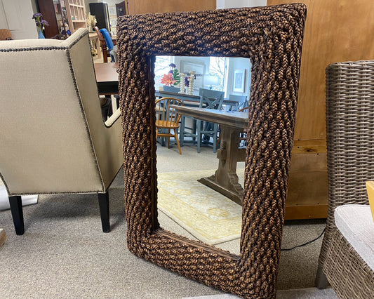 Rectangular Mirror in Woven Seagrass Rope Frame