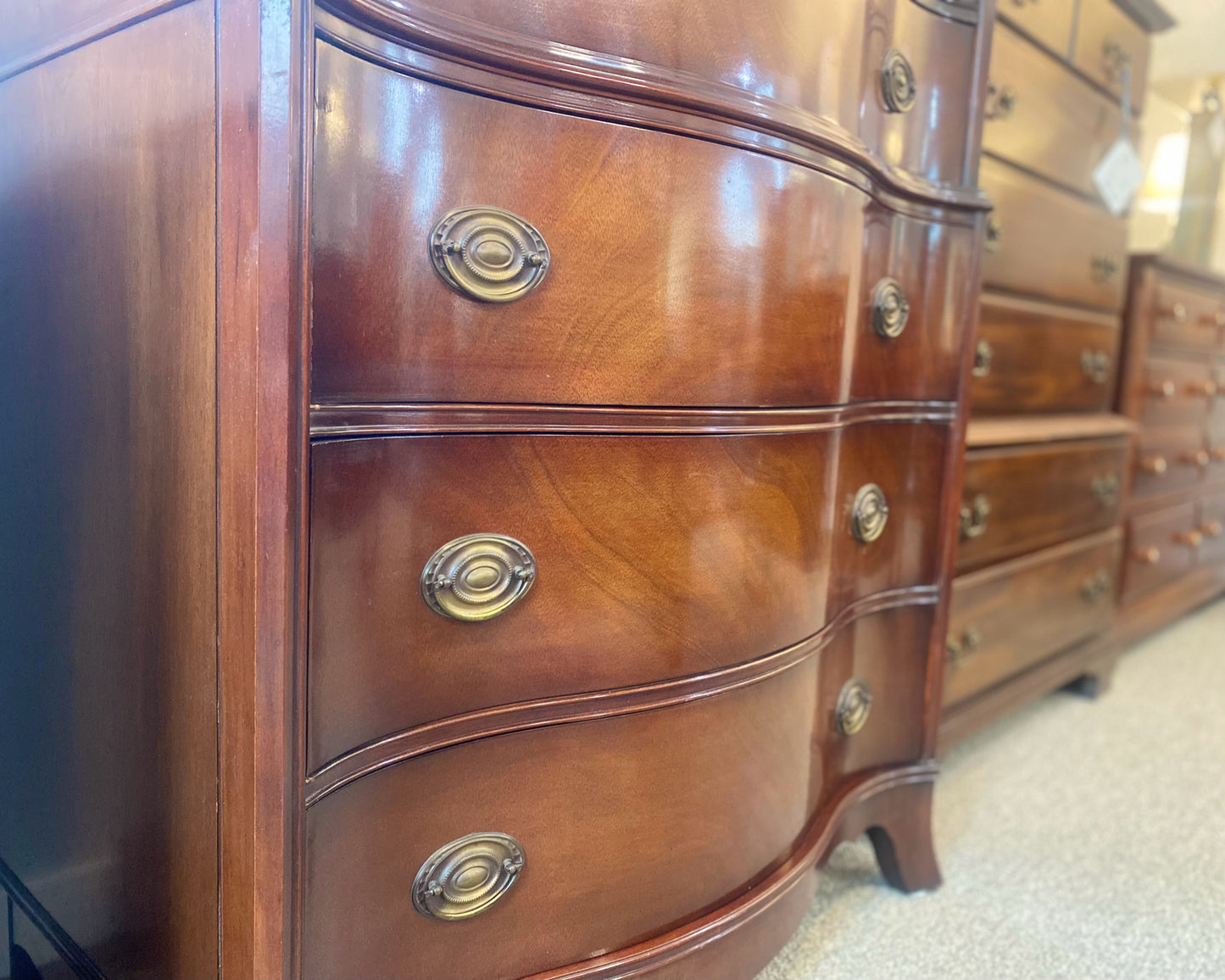 White Fine Furniture Serpentine Front Chest-on-Chest in Mahogany