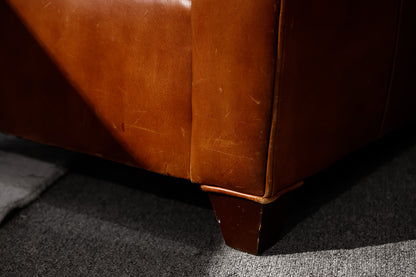 Pair of Crate & Barrel Camel Leather Chairs