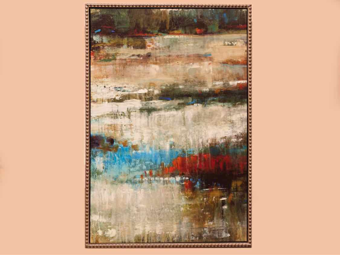 Living Color II Oil Print On Canvas Black & Silver Bead Frame