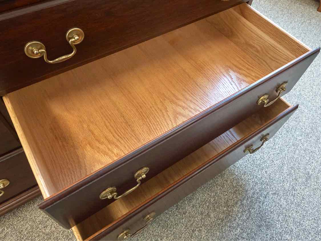 Solid Cherry 9 Drawer Triple Dresser