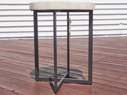 Crate & Barre l'Lanai' Round Travertine Stone  Outdoor Accent Table