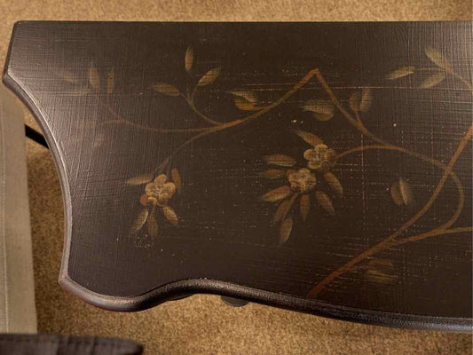 Stein World Single Drawer Console in Black with Painted Floral Motif