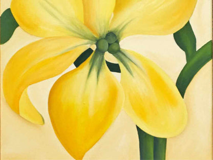 Original Painting of Yellow Floral in Black Frame