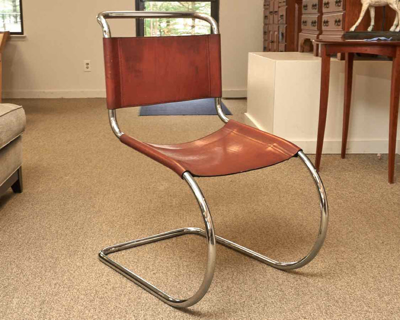Marcel Breuer Style Vintage Leather Chrome  Chair