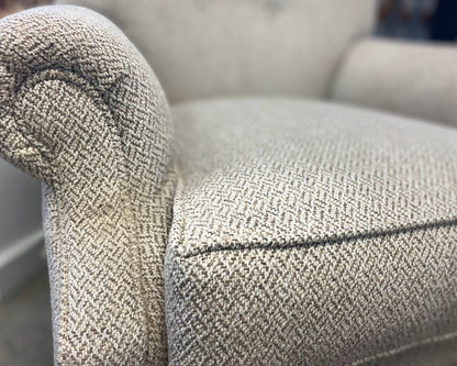 Sam Moore Swivel Glider in Neutral Menswear Fabric