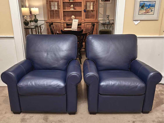 Pair Of  Palliser Furniture  'Sapphire Blue' Leather  Recliners