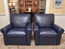 Pair Of  Palliser Furniture  'Sapphire Blue' Leather  Recliners