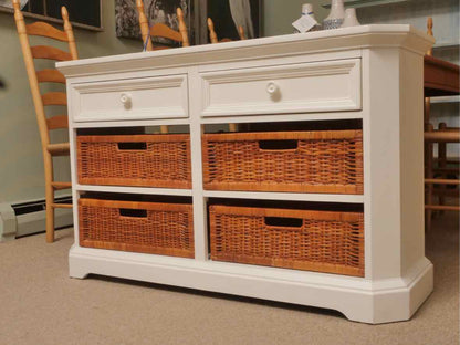 Broyhill White 2 Drawer Media Furniture with Wicker Baskets
