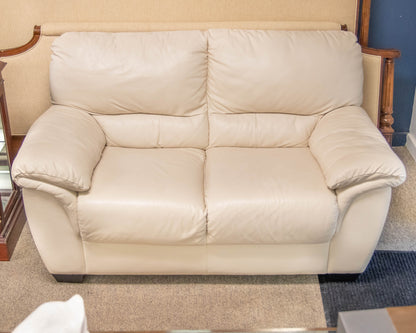 Italian Cream Leather Loveseat