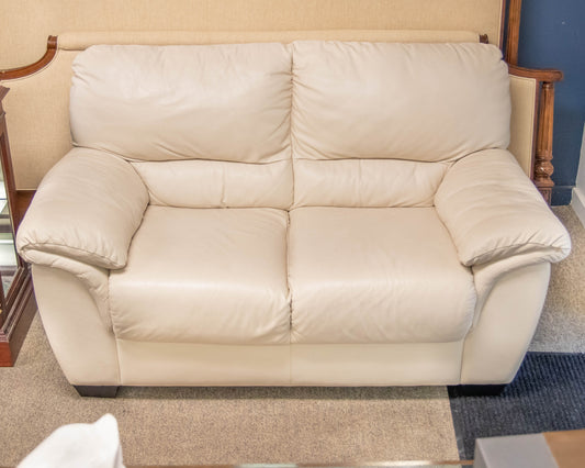 Italian Cream Leather Loveseat