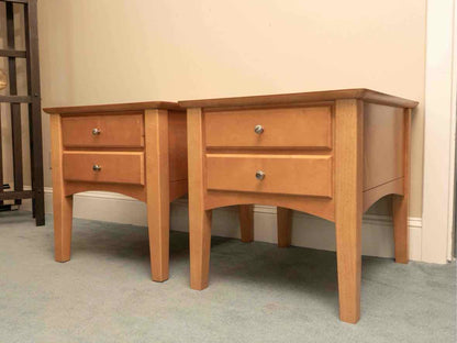 Pair Of Maple  2 Drawer Side Table