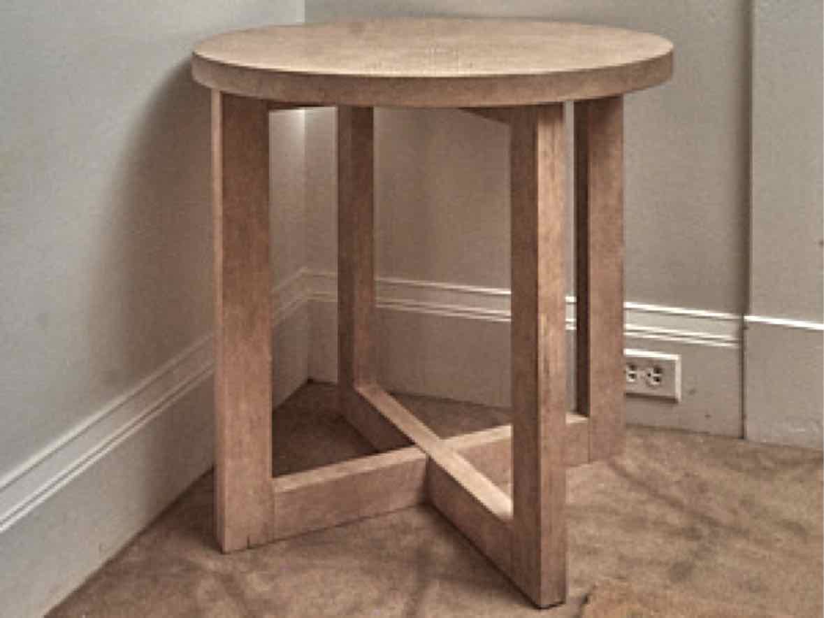 East At Main White Washed Finish Round Crisscross Base Accent Tables