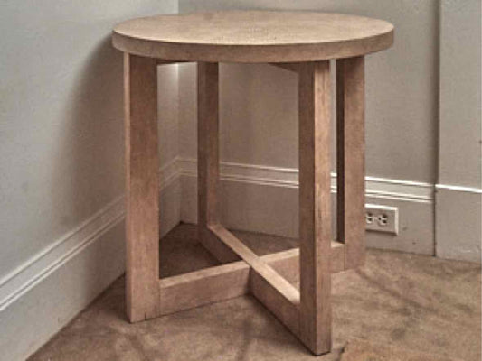 East At Main White Washed Finish Round Crisscross Base Accent Tables