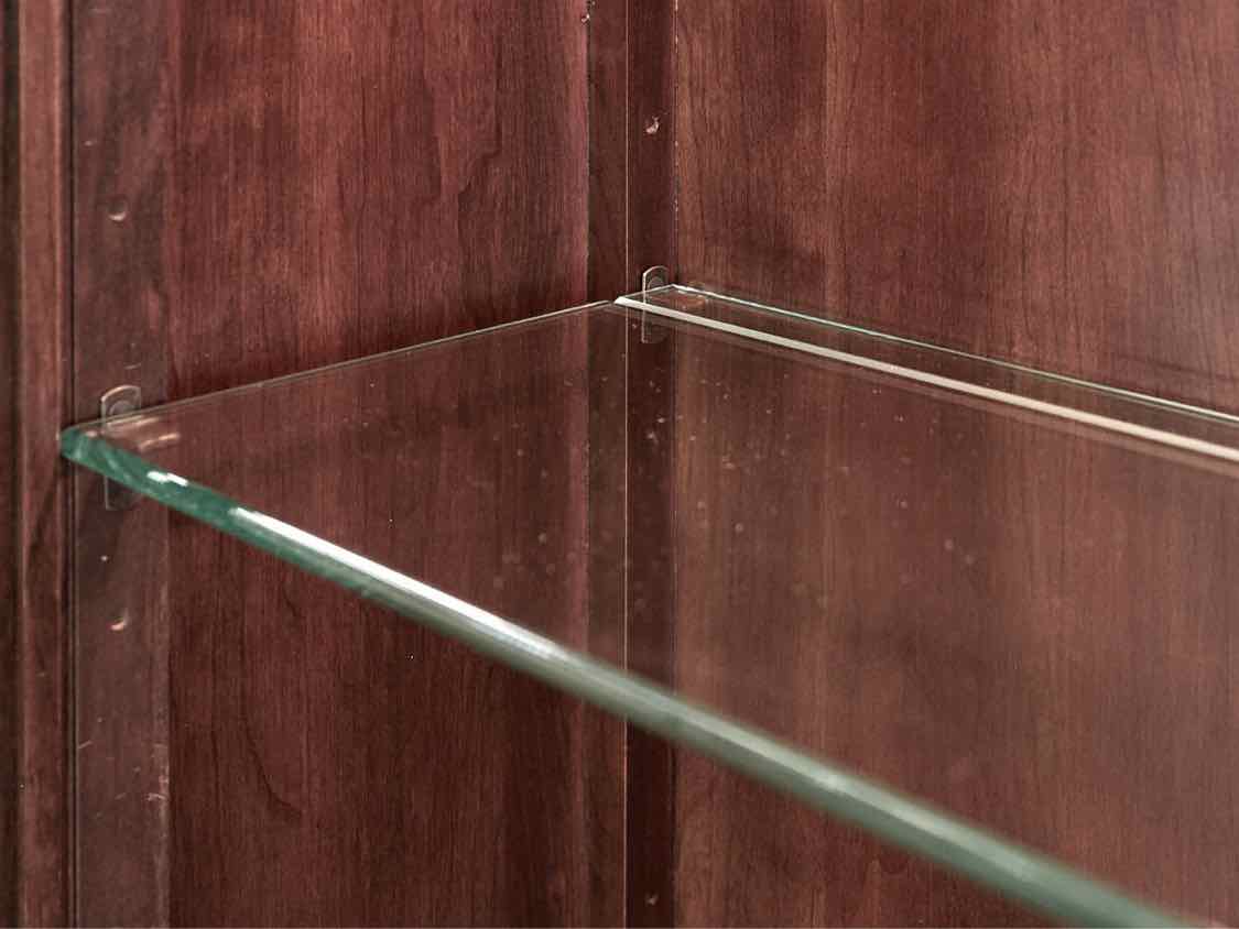 Ethan Allen Dark Stain 2 Pane Door Display Cabinets