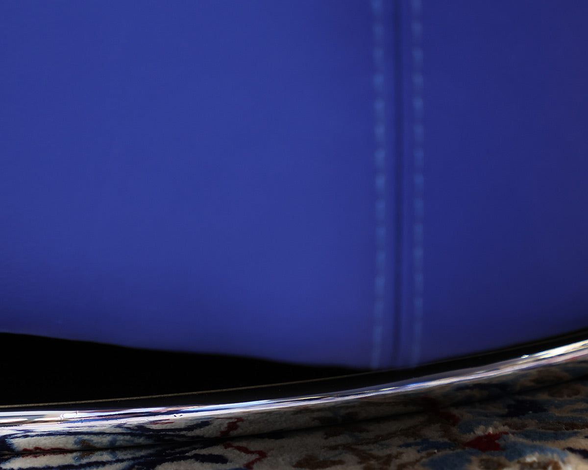 Roche Bobois Tangram Swivel Chair in Cobalt Blue Leather