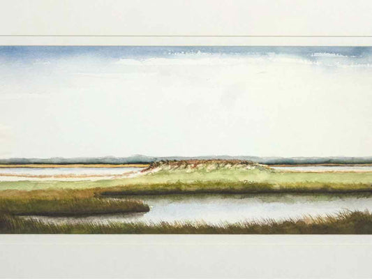 'Marsh Scene II' Watercolor Print In Silver Frame