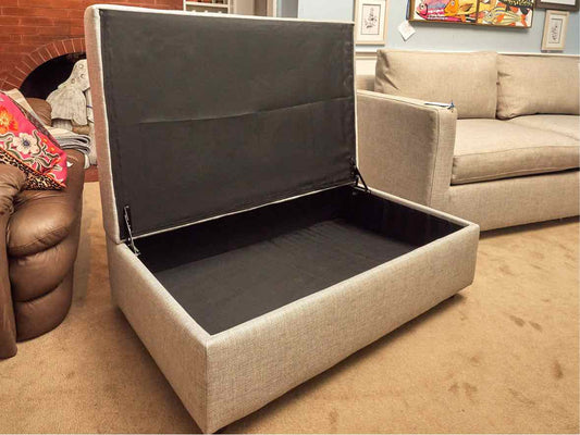Crate & Barrel ' Barrett II' Storage Ottoman in Dove Grey Upholstery