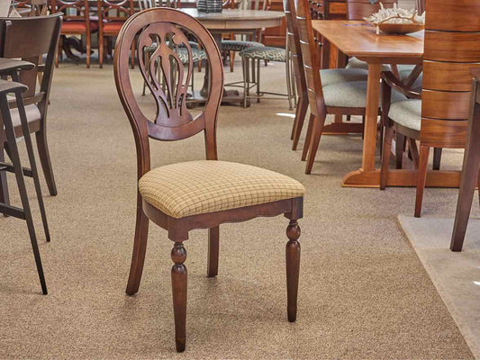 Set of 4 Bremex Birchwood  Dining Chairs with Plaid Upholstered Seat Cushions