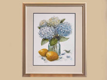 Double-Matted Print in Silver Frame "Hydrandea Lemons I"
