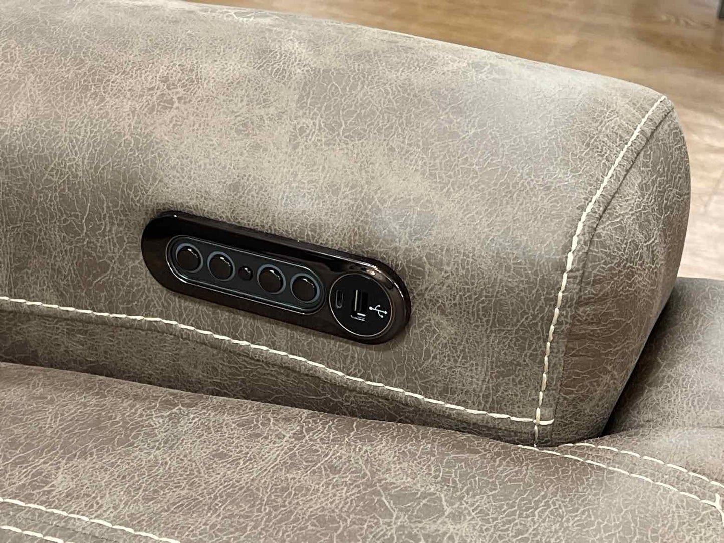 Light Brown Leather Power Reclining Sofa