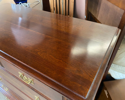 Cherry 7 Drawer Dresser with Gold Hardware