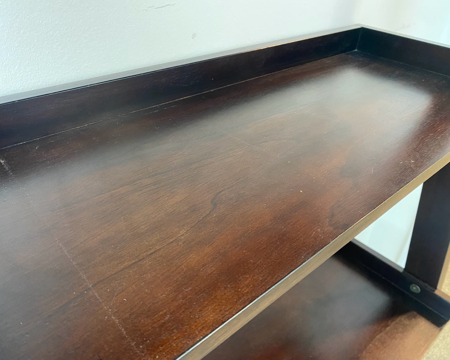 Mahogany Stain Leaning Bookcase