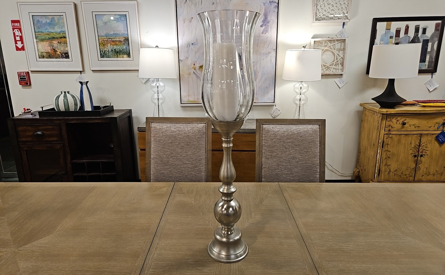 Tall Silver Candle Holder