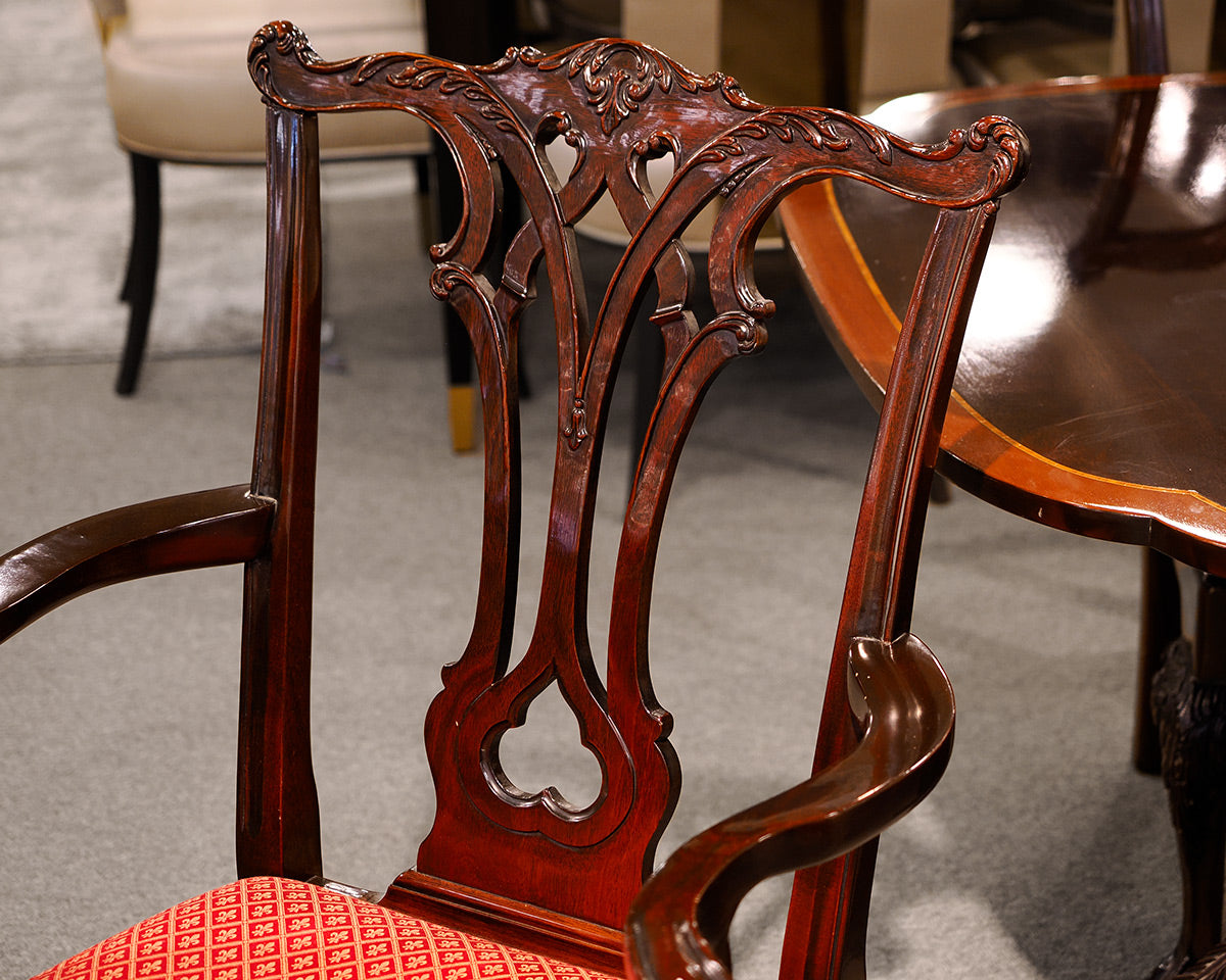 Set of 8 Stickley Mahogany Chippendale Style Dining Chairs