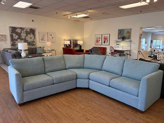 Norwalk 3-Piece Curved Sectional in Sky Blue Tweed
