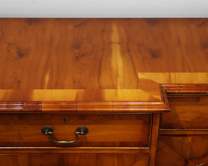 Antique Yew Wood Breakfront 4-Drawer 4-Door Server