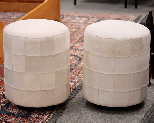 Pair of Cow Hide Ottomans