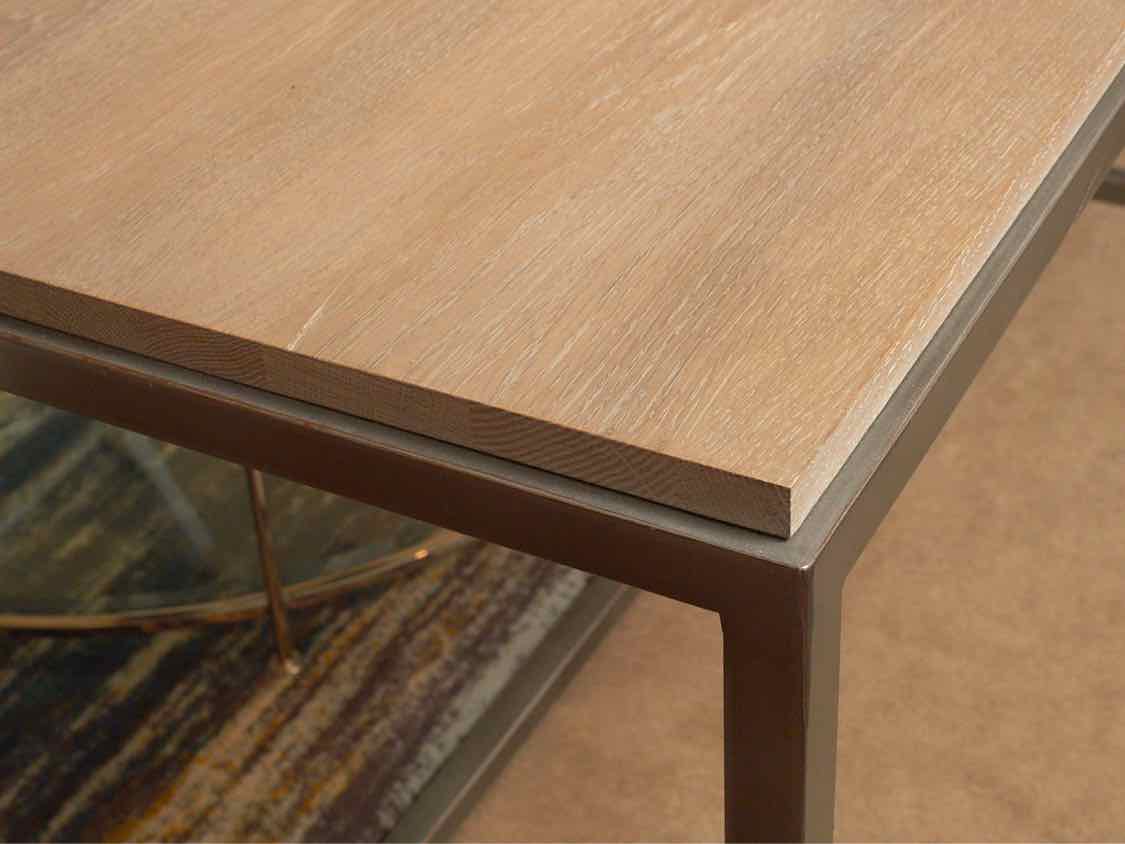 Ethan Allen 'Borough' Metal Frame Weathered Oak Top Sofa  Console