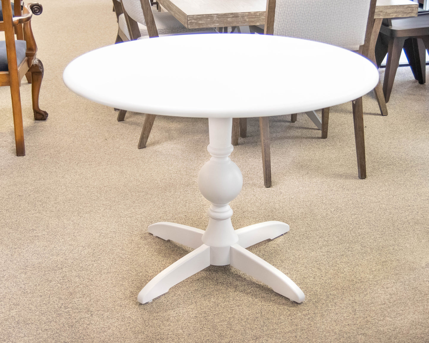 Gat Creek Camilla 42" Round Dining Table in True White Classic Paint Finish