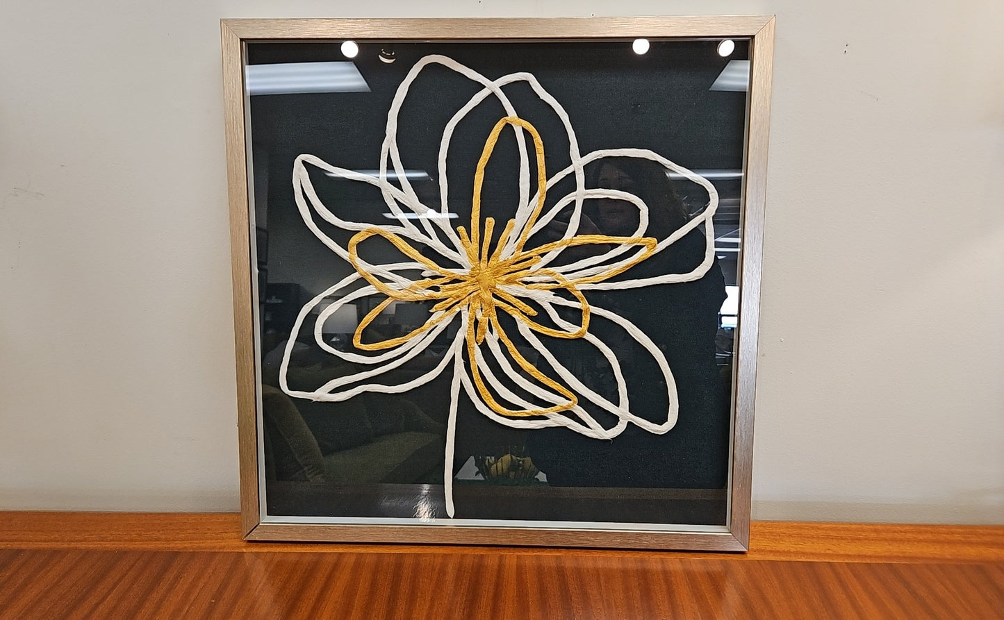 'Green & Gold Arrangment II' Floral Shadowbox