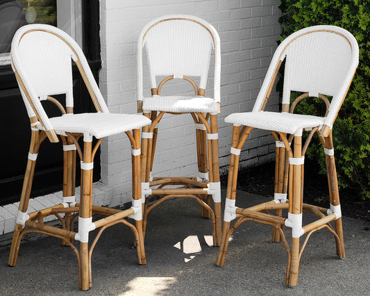 Set of 3 Serena & Lily "Riviera" Rattan Bar Stools