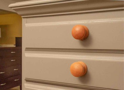 Eucalyptus Green Finish 5 Drawer Chest on Chest with Natural Wood Knobs