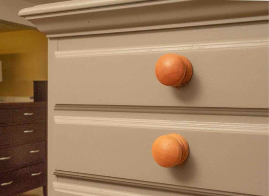 Eucalyptus Green Finish 5 Drawer Chest on Chest with Natural Wood Knobs