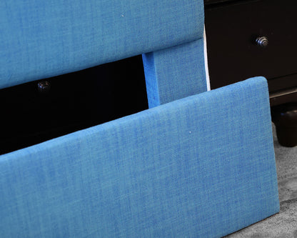 Upholstered Twin Blue Regency Style Bed Frame