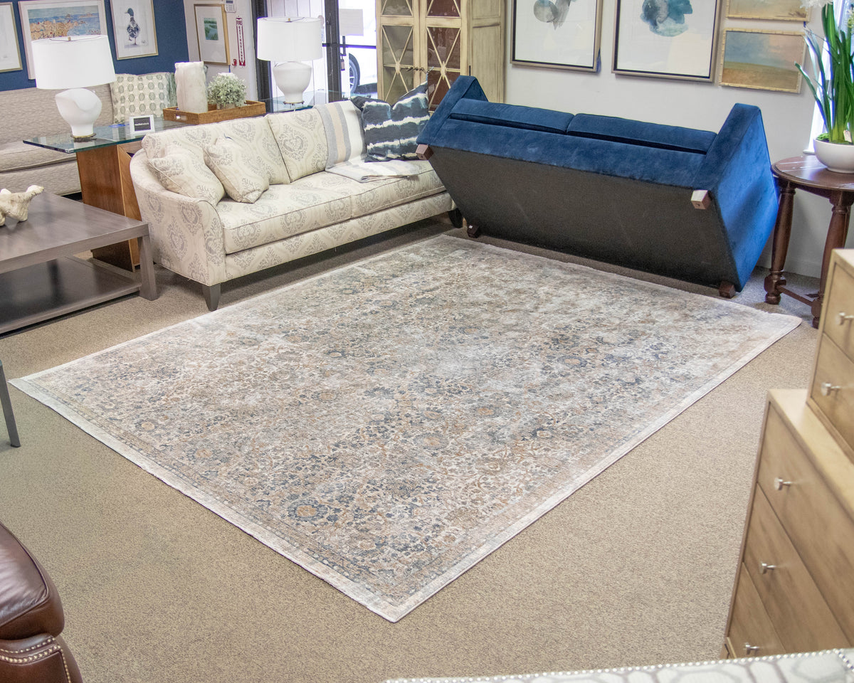 Dalyn Co Low- Pile Distressed Rug In Vintage Medallion Floral Hughs Of Neutrals