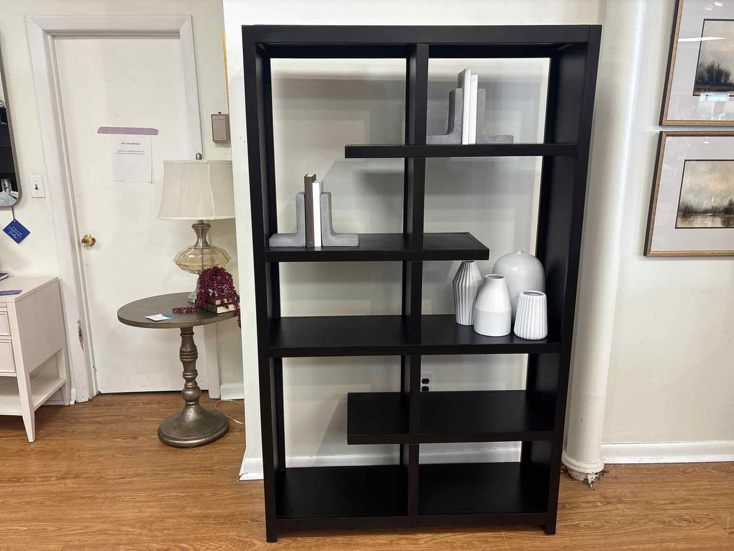 Asymmetrical Black Bookcase
