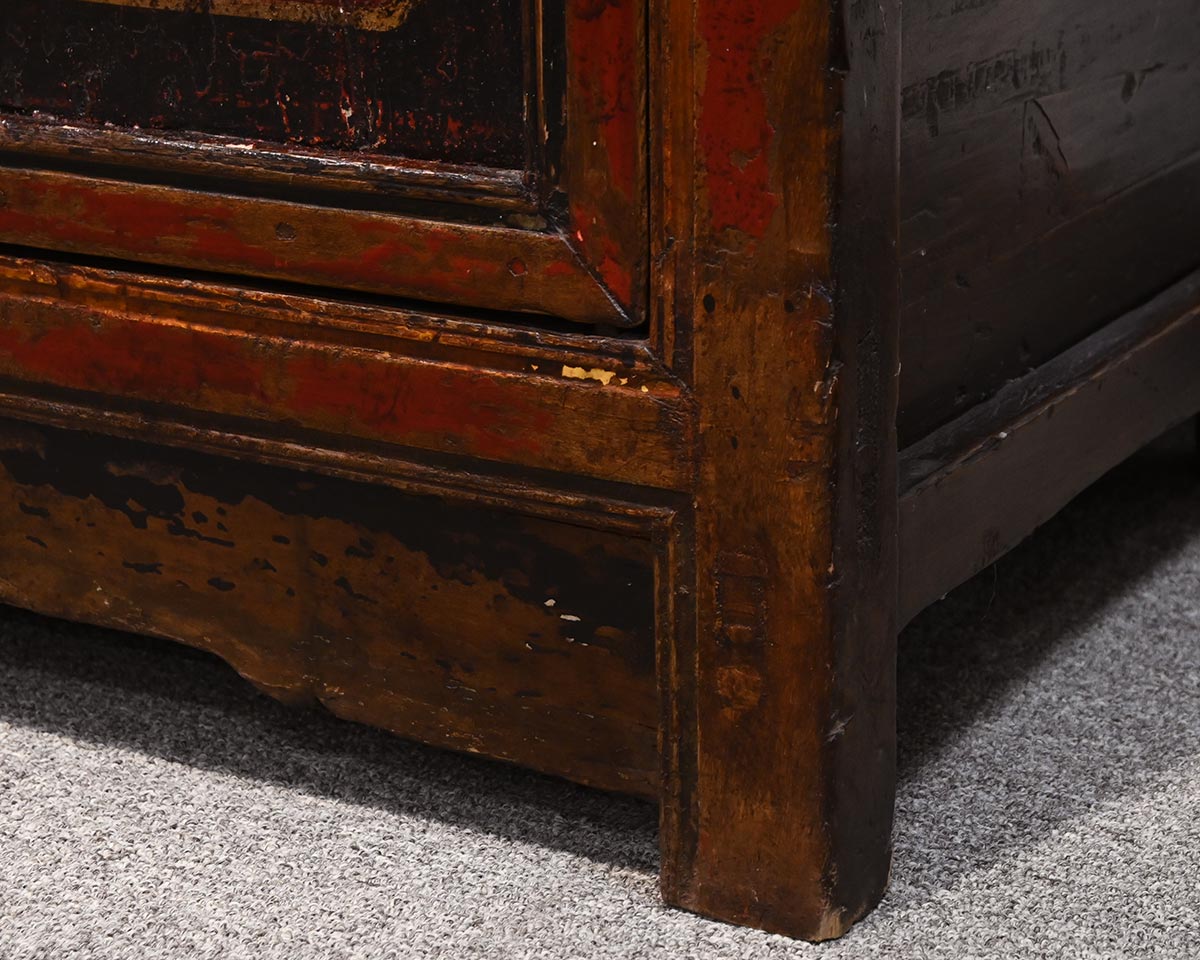 Rustic Hand-Painted 2 Piece Cabinet with Hutch