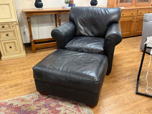 Klausner Charcoal Leather Chair w/ Ottoman